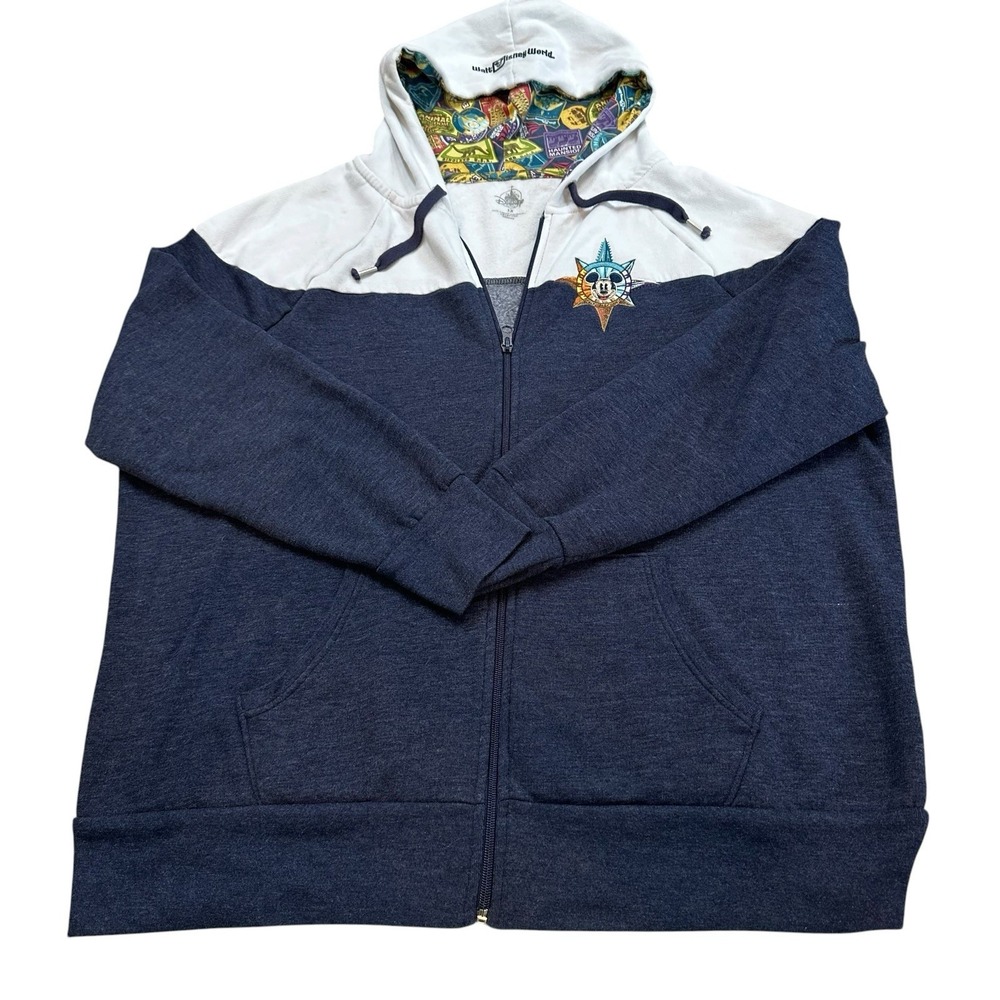 Walt Disney World Full Zip Womens Hooded Sweatshirt Mickey Compass Size 1X